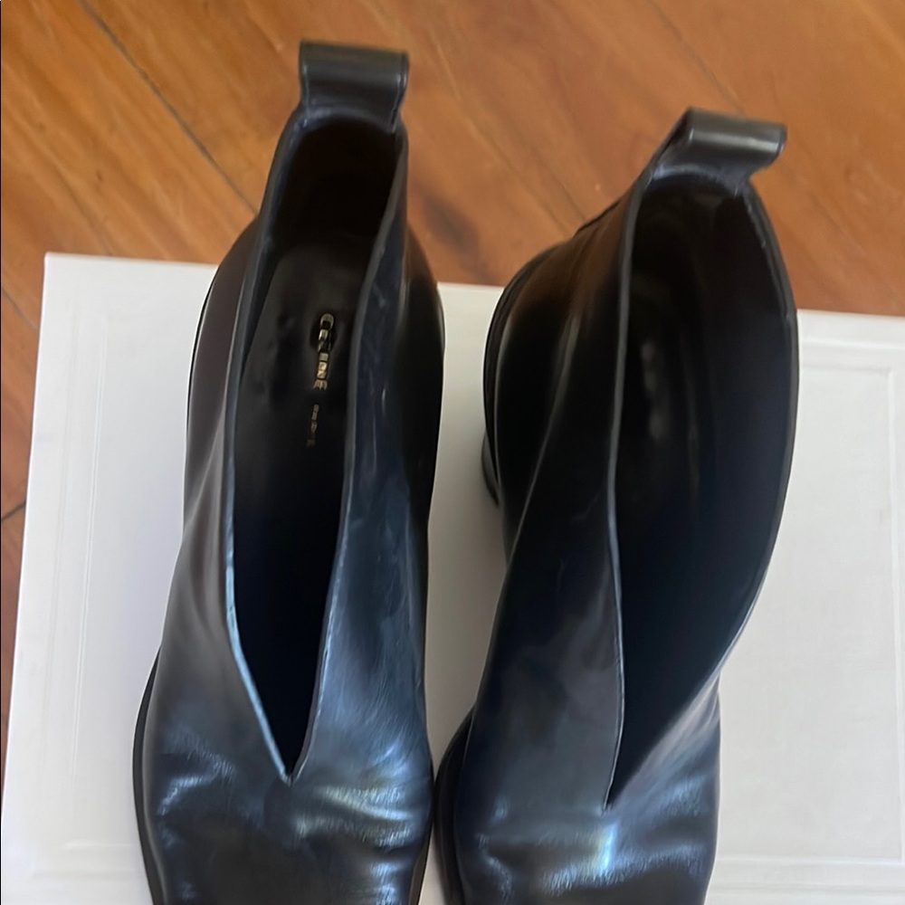 Celine Black Leather V-Front Ankle Booties - Picture 7 of 7